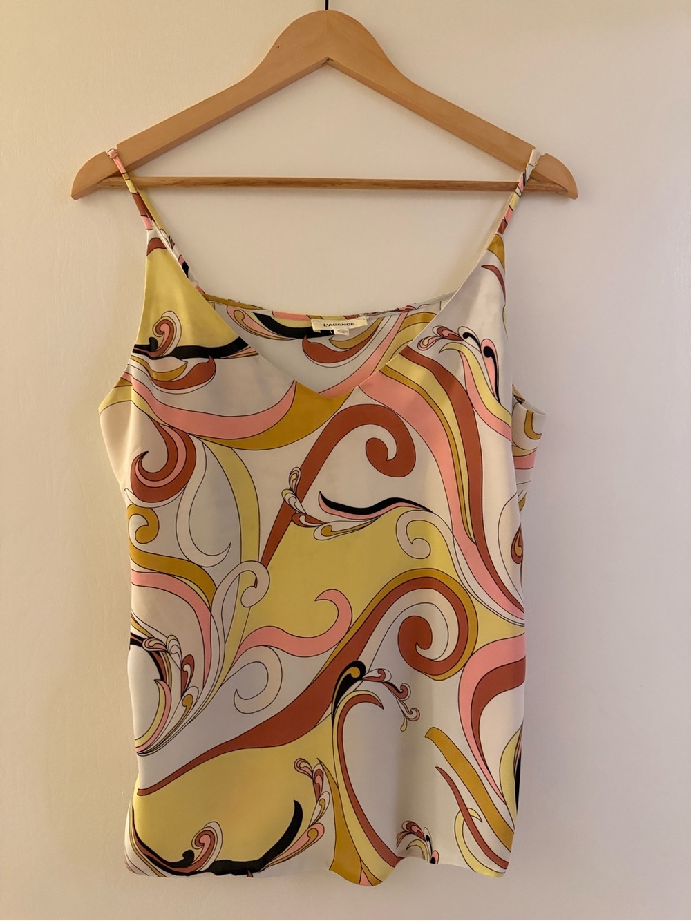 Swirl Print Cami Top in Yellow and Pink. Size M